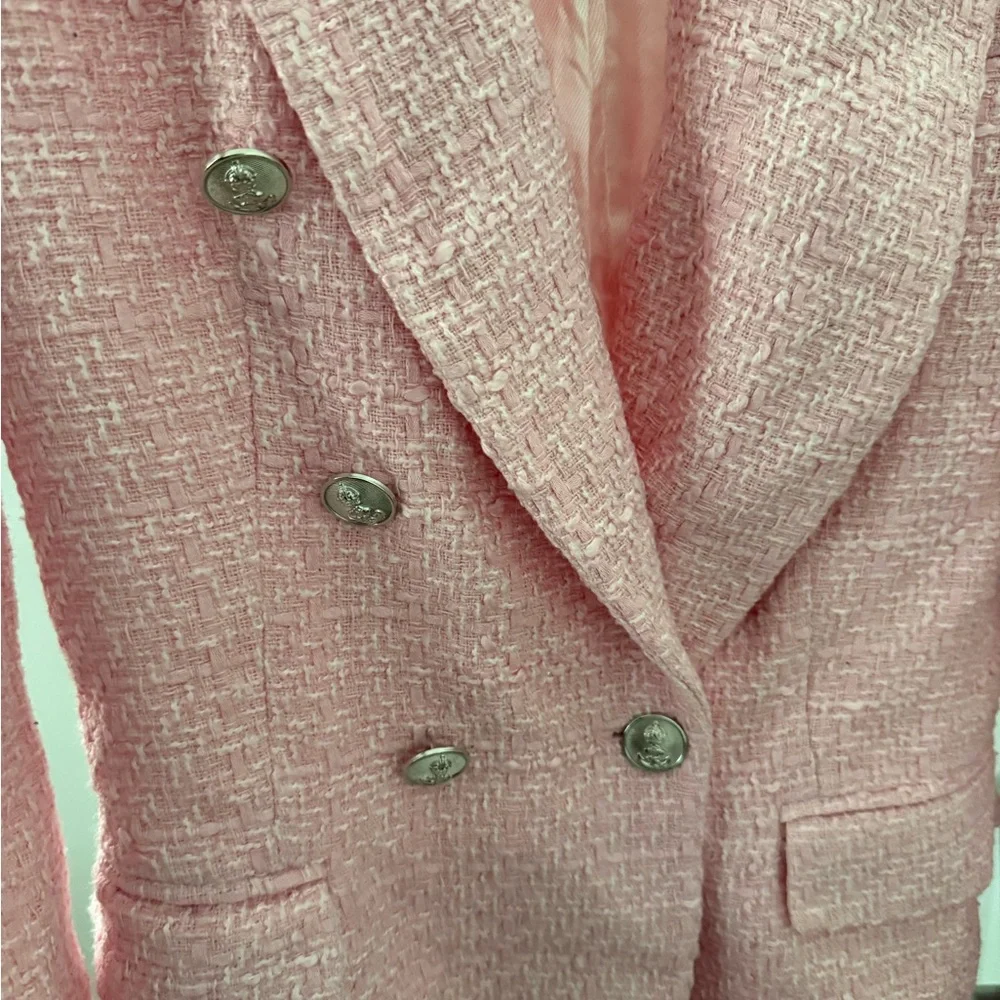 Zara Blush Pink Tweed Blazer - Picture 6 of 6